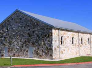 The old rock gym in Pflugerville, Texas, United States. The Works Progress Administration built the gym in 1934.