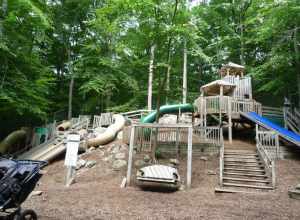 Large playground, mostly wood