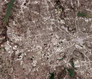 Around the city of Fort Worth, Texas, as viewed by Hodoyoshi-1 satellite.