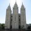 West-side view of the LDS temple in Salt Lake City.